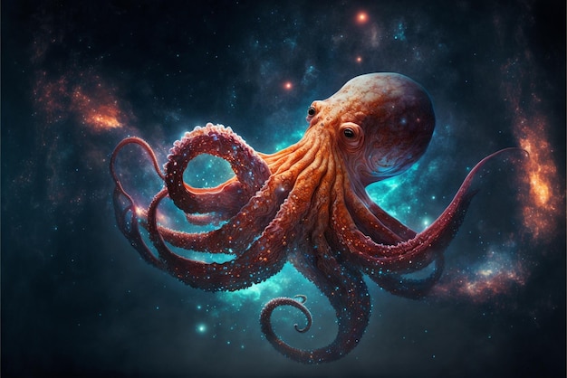 Octopus in the middle of a galaxy like image giant generative ai