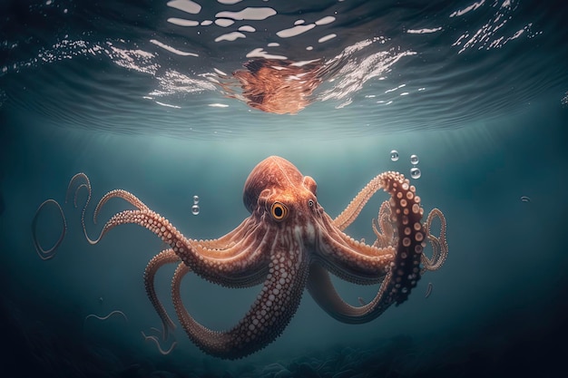 Octopus in the ocean photography of a octopus in the sea Wildlife photography AIGenerated