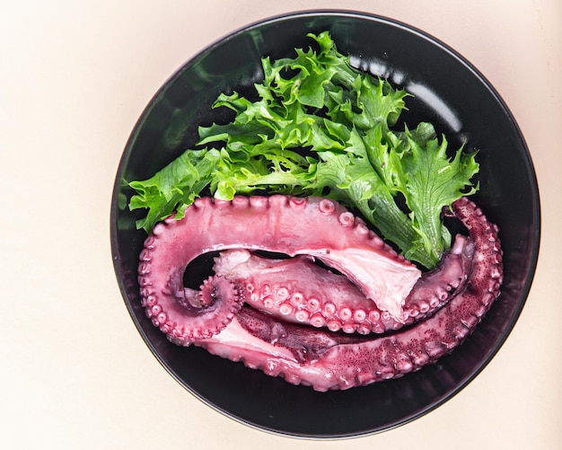 Octopus salad food meal seafood snack copy space food background