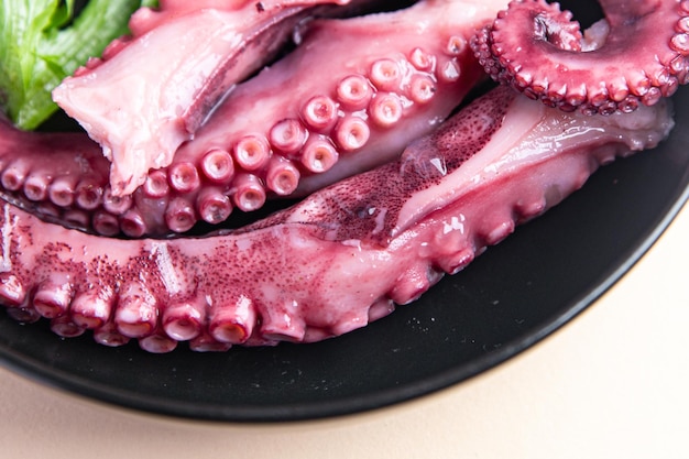 Octopus salad food meal seafood snack copy space food background