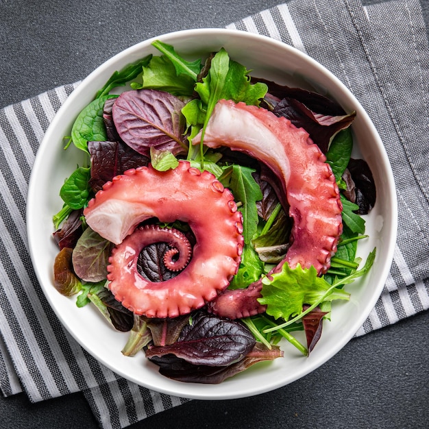 octopus salad fresh seafood plate healthy meal food snack on the table copy space food background