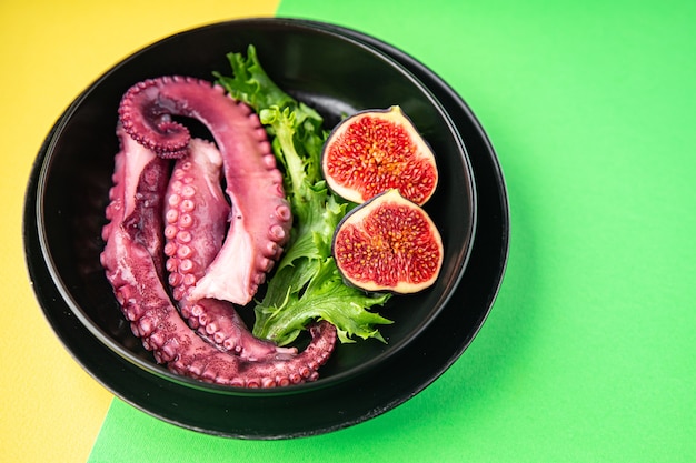 octopus salad seafood fresh meal snack on the table copy space food background vegetarian