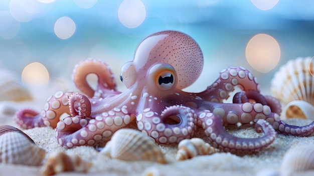 Octopus on Sand Realistic Image