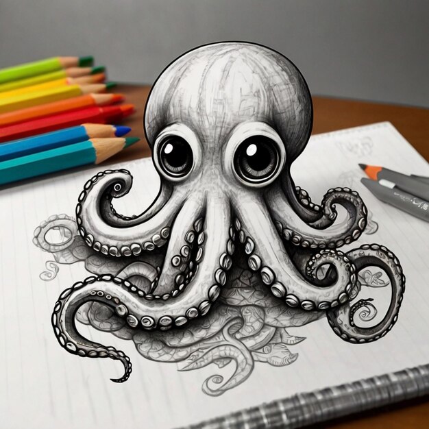 Octopus Sketch For Coloring Book