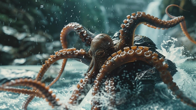 Photo an octopus with a humanlike body is a fantasy image ai generated art