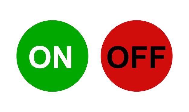 ON and OFF buttons on green and red background