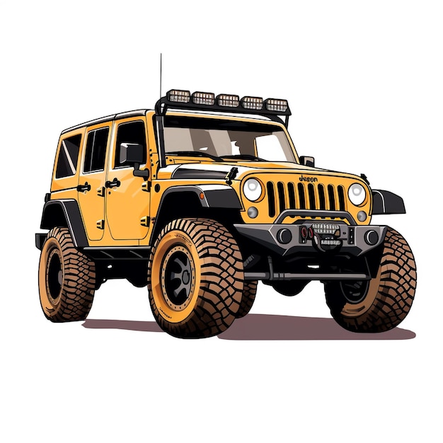 Off Road Vehicle 4X4 Jeep Off Road Extreme Expedition on a Yellow Jeep Wrangler