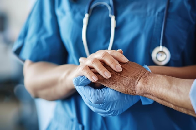 Photo offering care and comfort when in need closeup shot of a nurse holding a patients hand in comfort