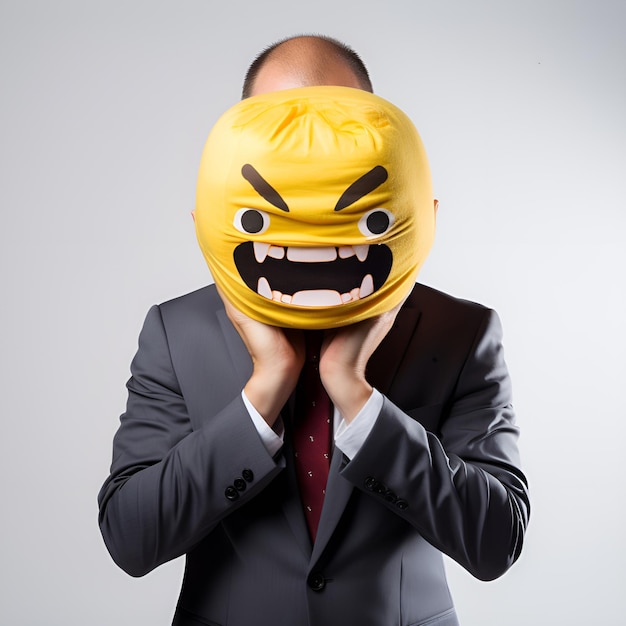 Photo office boss with angry face emoji ai generative