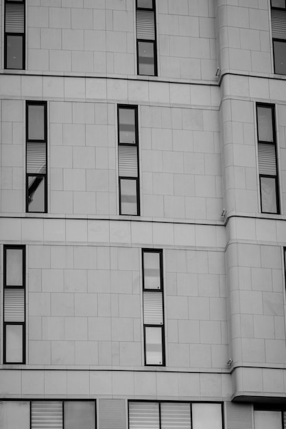 Office building in monochrome. Many windows on bank