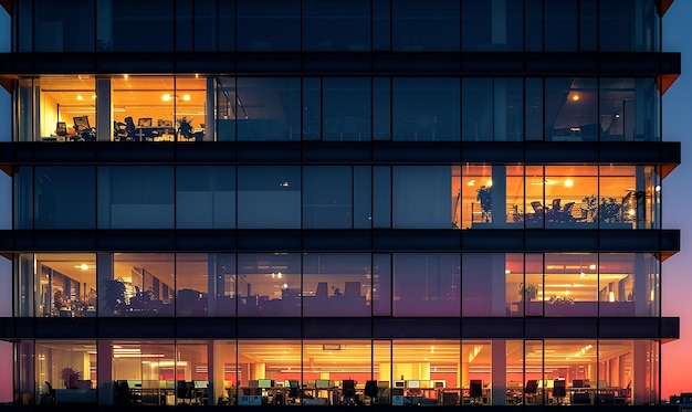 Office Building Silhouetted in Dusk