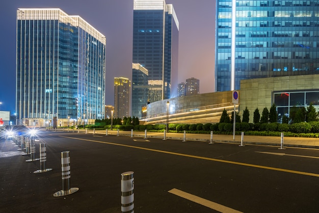 Office buildings and highways at night in the financial center, chongqing, China