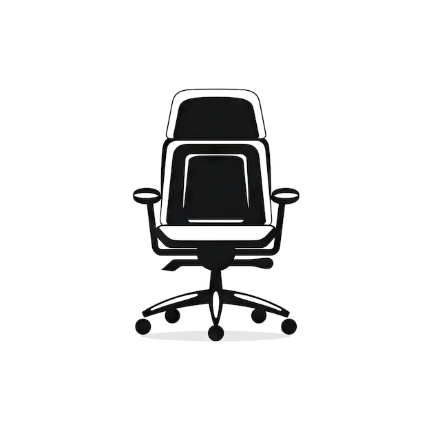 Office chair icon with armrests and wheels on white AI generative image Modern gamer seat black icon Furniture shop item