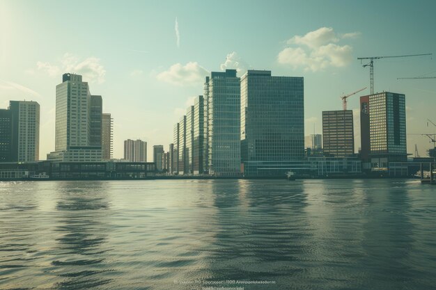 Photo the office city at daytime on the opposite shore of the middle view