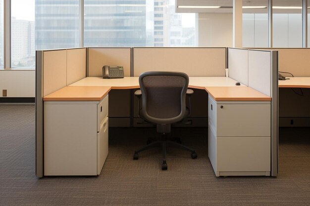 Office cubicle with a bulletin board