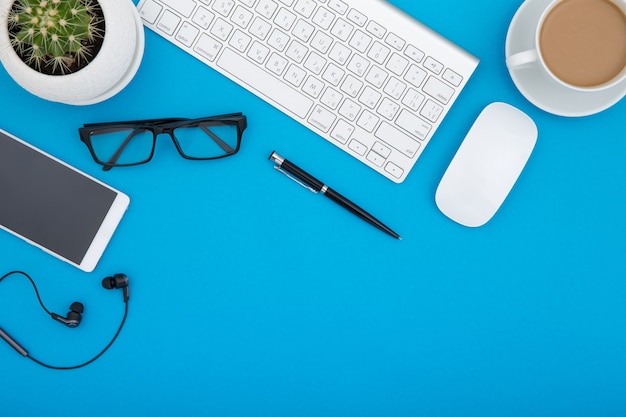 Office desk table of Business workplace and business objects