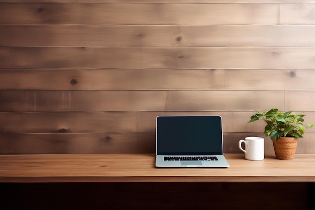 Office Desk With Laptop On It And With Copy Space