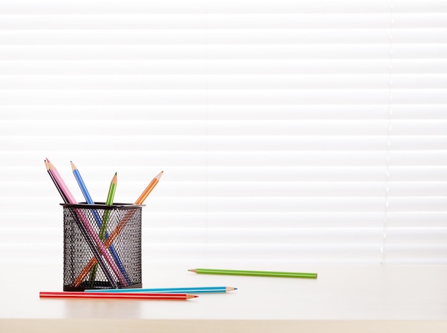 Office desk workplace with supplies