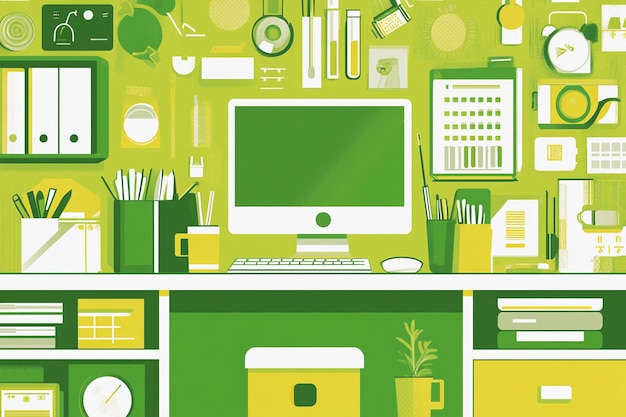 Photo office green design illustration