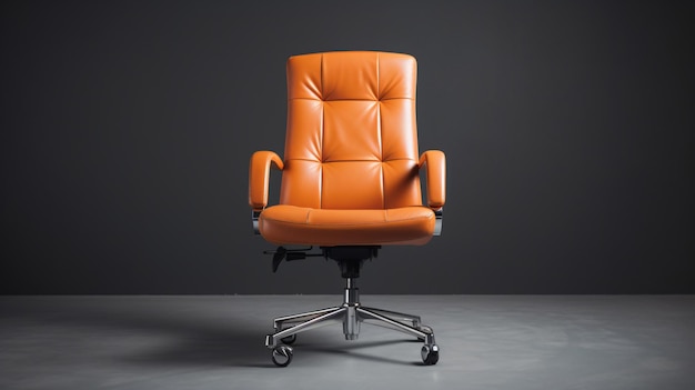 Office leather orange chair isolated on grey background