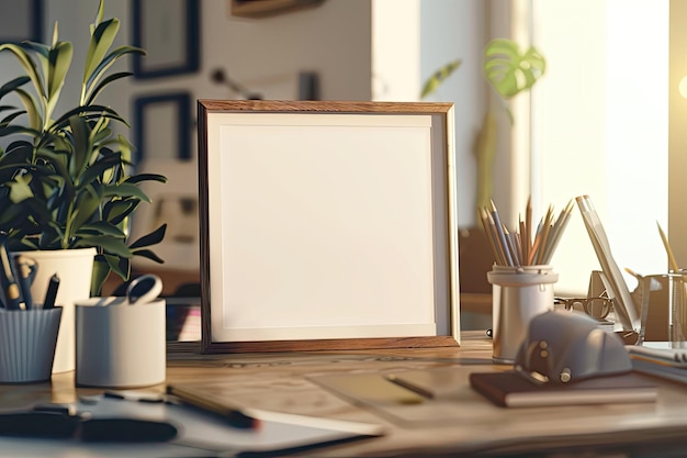 Office material frame on a table