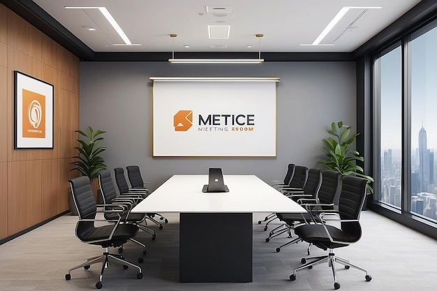 Office Meeting Room Logo Mockup