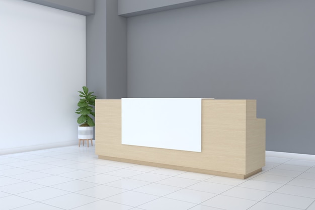 Office Reception Desk Mockup front view interior design