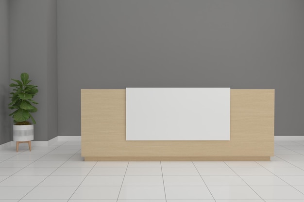 Office Reception Desk Mockup front view interior design