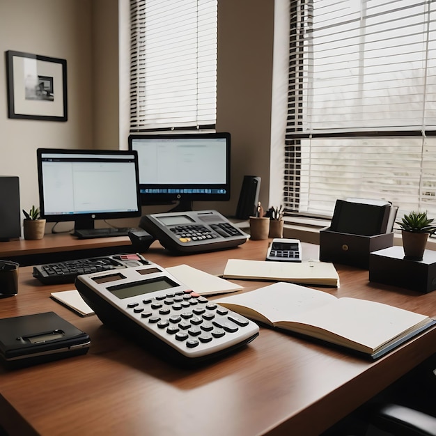 Office Setup with Calculators in a Shared workspace Setting