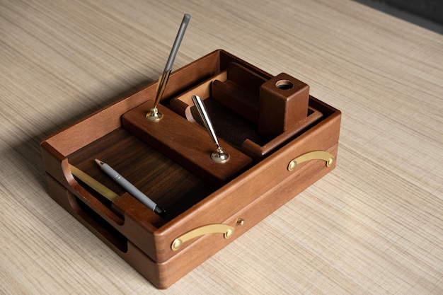 Office stationery set made of wood for desktop a gift for men