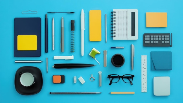 Photo office supplies flatlay