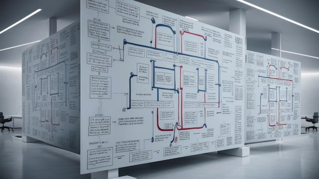 Photo office whiteboard with flowchart