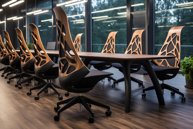 Photo office with designer ergonomic chairs modern office background building background interior