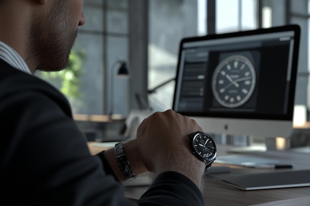 Photo office worker checking their watch