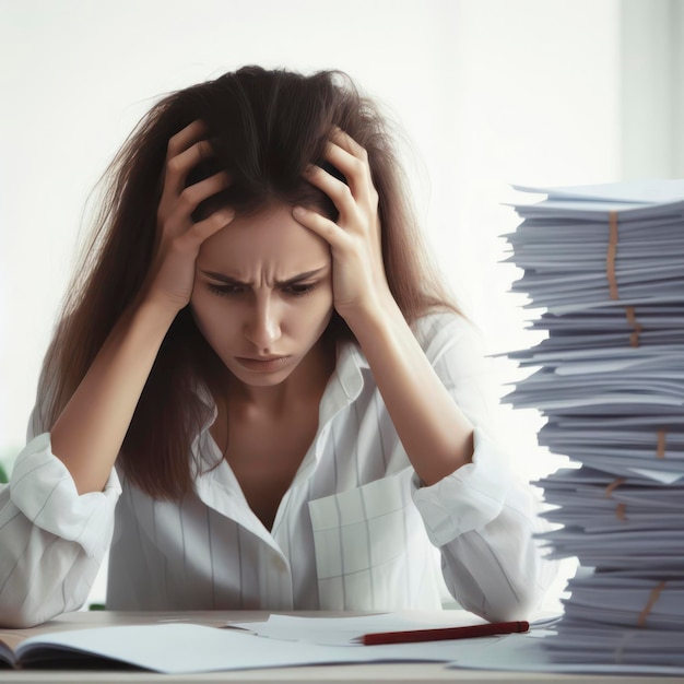 office worker people working with stack of papers ai generative