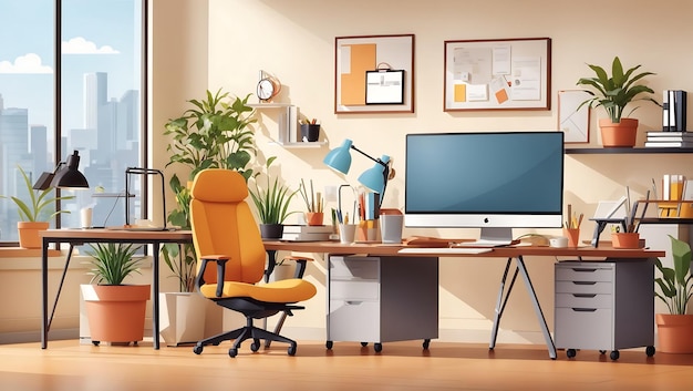 Office workstation furniture interior concept