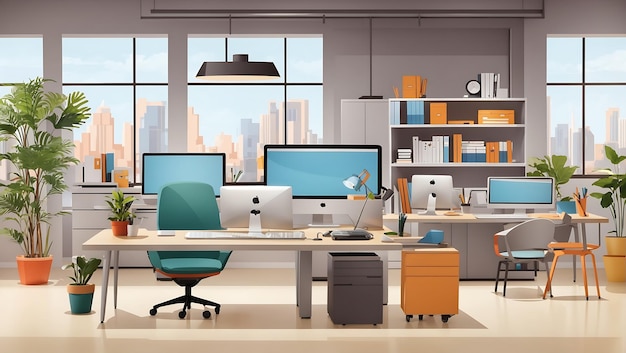 Office workstation furniture interior concept