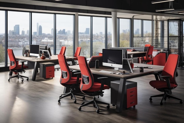 Office workstation with ergonomic seating