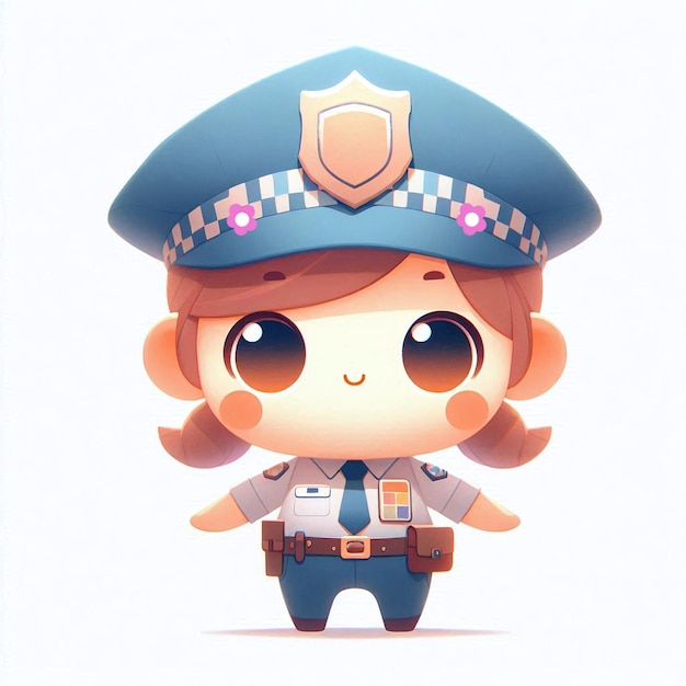 Photo officer tiny adorable police girl illustration