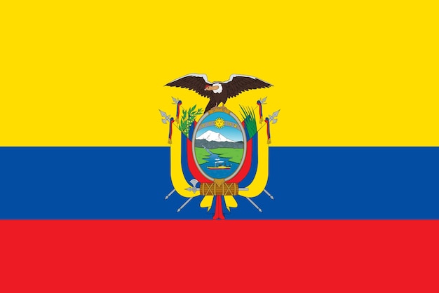 The official current flag of Republic of Ecuador State flag of Ecuador Illustration