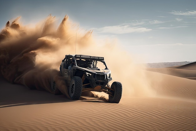 Offroad buggy speeding through the desert with wind blowing in your hair created with generative ai