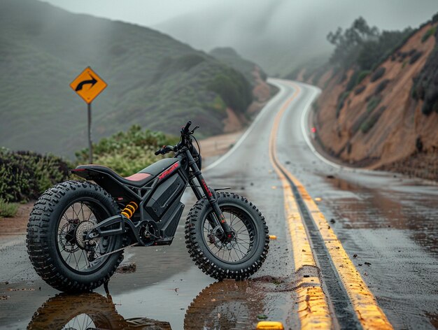 Photo a offroad motorcycle on road