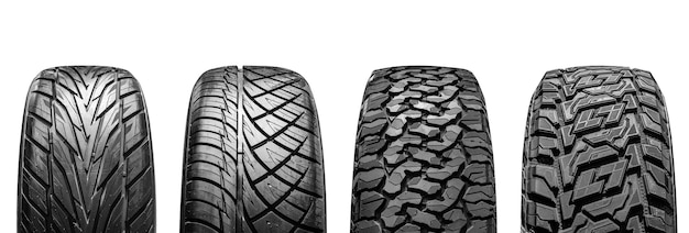 Offroad tire tread isolated on white background with clipping path