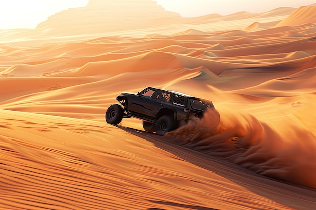 OffRoad Vehicle Navigating Sand Dunes in the Desert