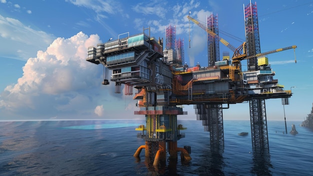 Photo offshore oil rig platform on the ocean