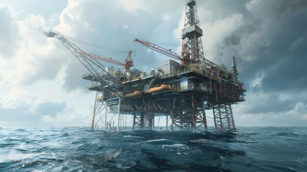 Photo offshore oil rig on sea