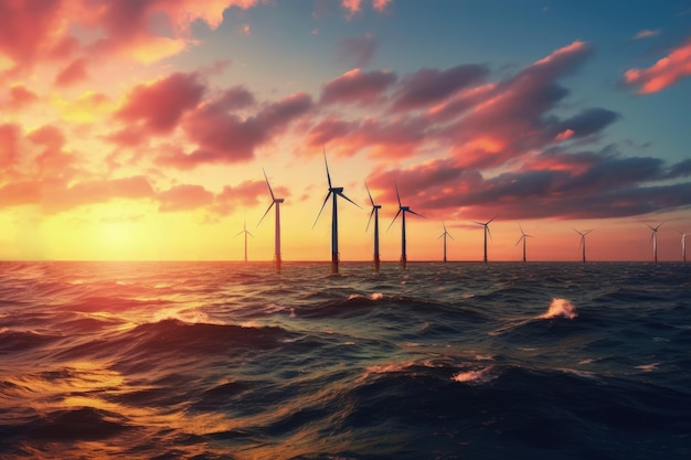 Offshore Wind Farm Generating Clean Energy