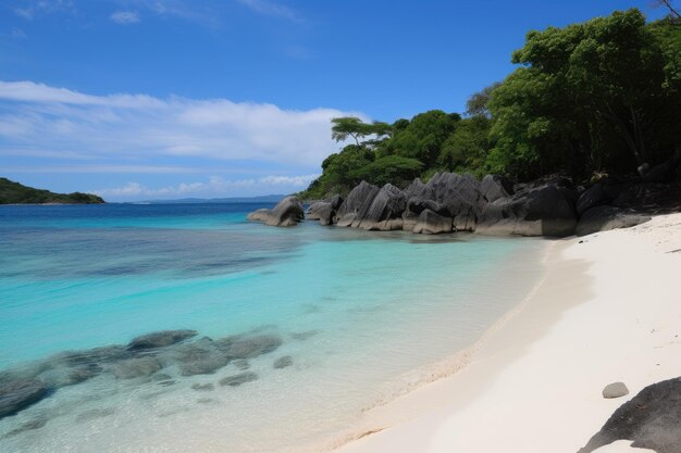 Offthebeatenpath beach with crystal clear water and white sand created with generative ai