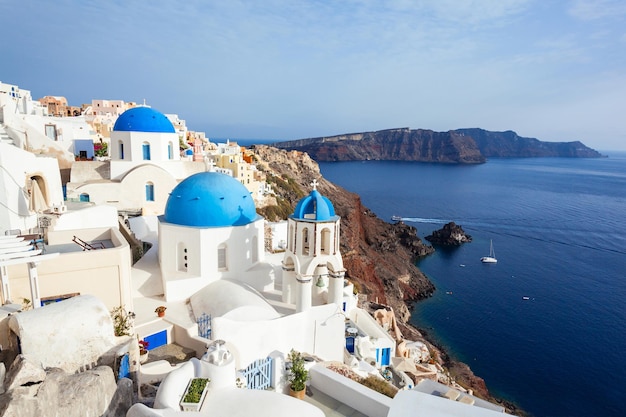 Oia Church dome in the Oia town, Santorini island in Greece