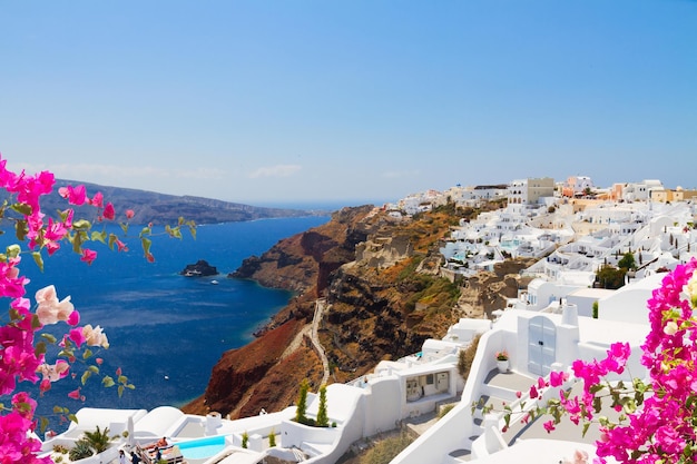 Oia traditional greek village and Aegan sea Greece